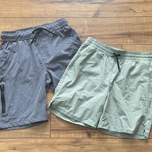 Youth Boys 10/12 L Gray and Green Shorts Quick Dry
